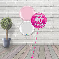 90th Birthday Pink Balloon Cluster