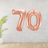 Rose Gold Age 70 Number Balloons