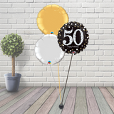 50th Black & Gold Balloon Cluster