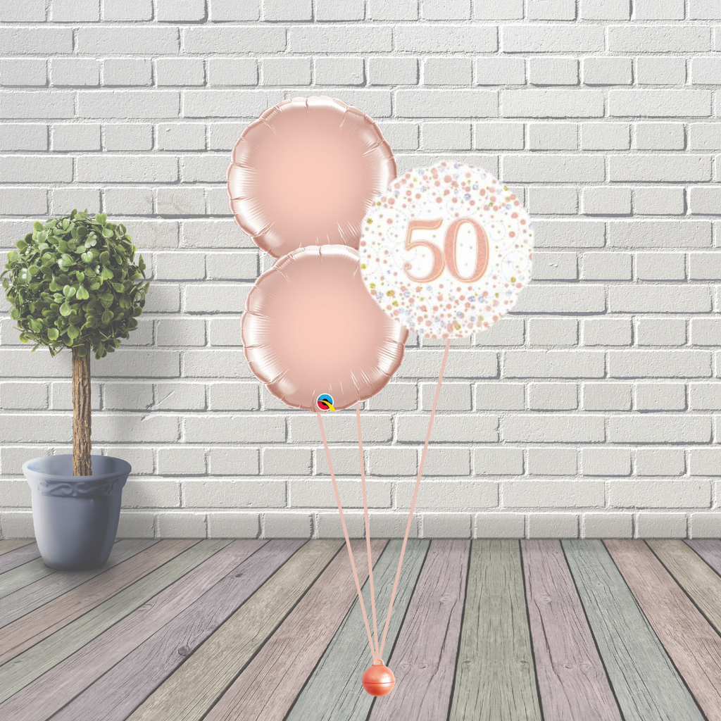 50th Rose Gold Balloon Cluster
