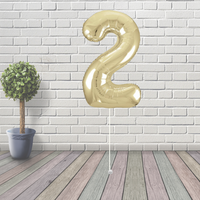 Large White Gold Number 2 Balloon