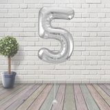 Large Silver Number 5 Balloon
