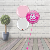 65th Birthday Pink Balloon Cluster
