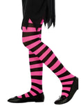 Childs Tights Pink and Black Stripe