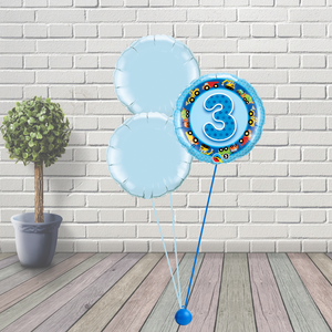 3rd Birthday Blue Balloon Cluster