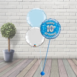 10th Birthday Blue Balloon Cluster