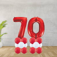 Floor Standing Red Number Age 70 Stacks