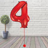 Large Red Number 4 Balloon