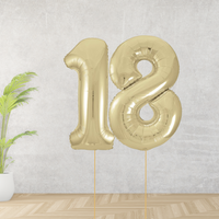 Large Gold Age 18 Number Balloons