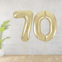 Gold Age 70 Number Balloons