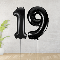Large Black Age 19 Number Balloons