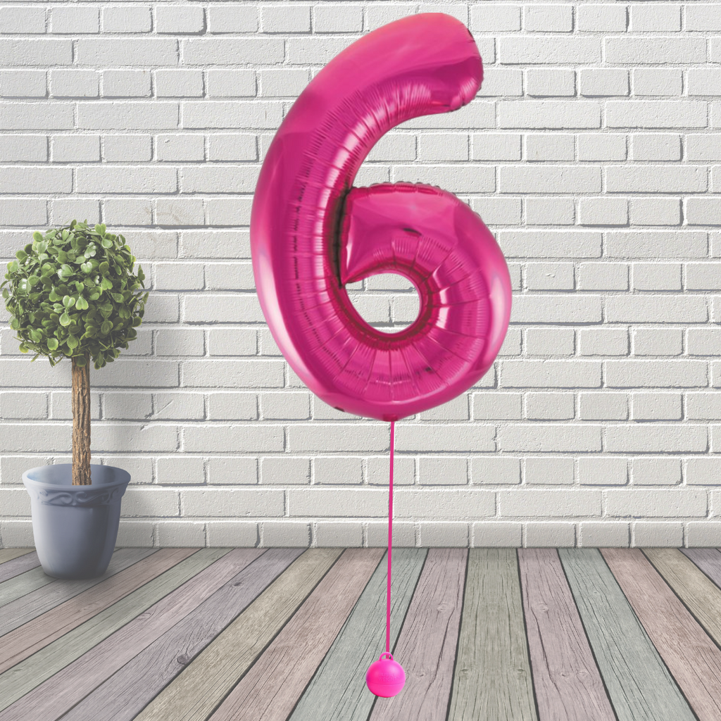 Large Pink Number 6 Balloon