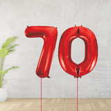 Red Age 70 Number Balloons