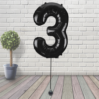 Large Black Number 3 Balloon