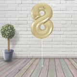 Large White Gold Number 8 Balloon