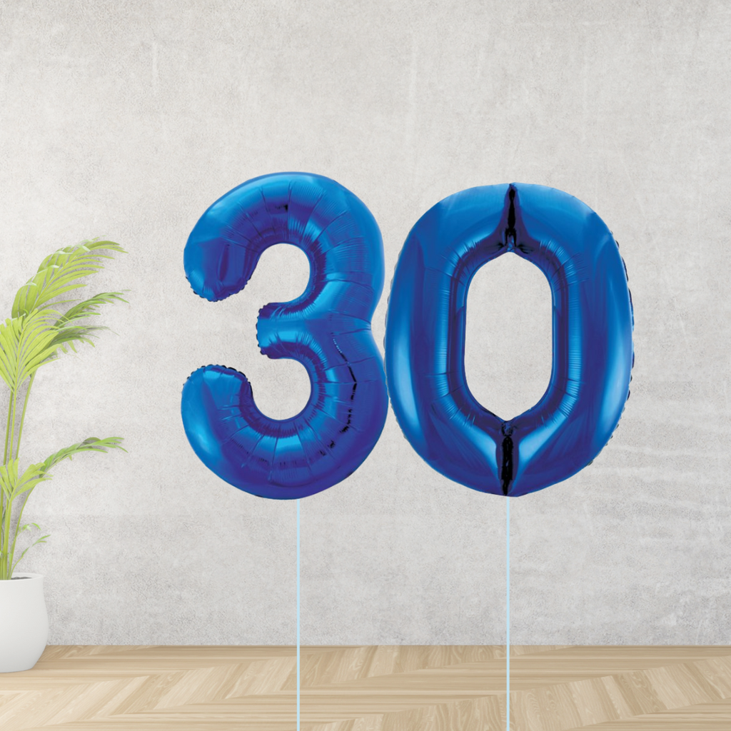Blue Age 30 Number Balloons
