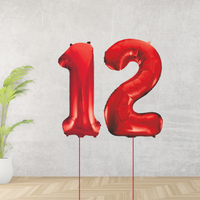 Large Red Age 12 Number Balloons