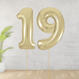 Large Gold Age 19 Number Balloons