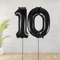 Large Black Age 10 Number Balloons