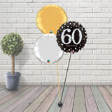 60th Black & Gold Balloon Cluster