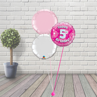 5th Birthday Pink Balloon Cluster