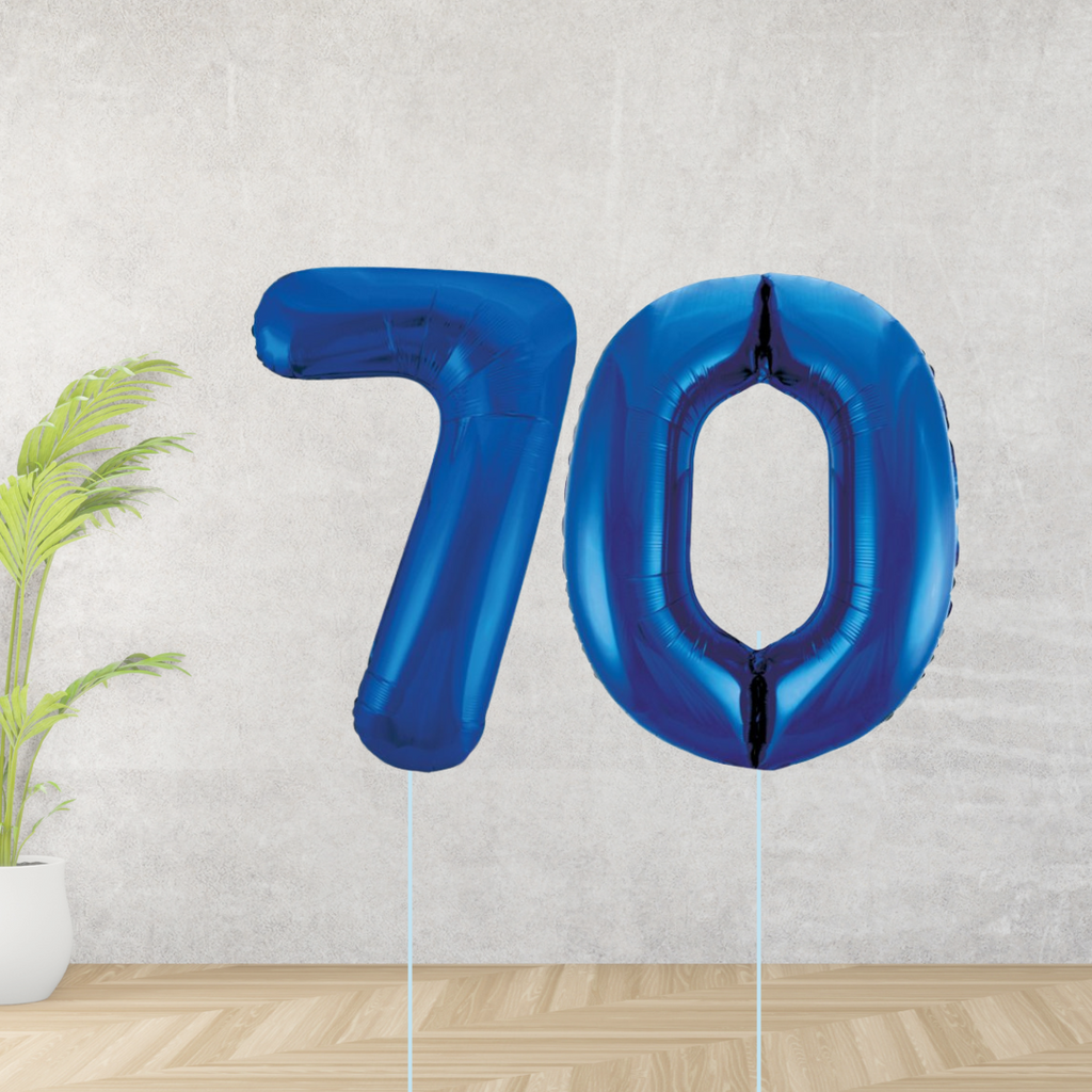Blue Age 70 Number Balloons