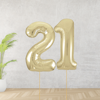Large Gold Age 21 Number Balloons