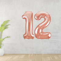 Large Rose Gold Age 12 Number Balloons