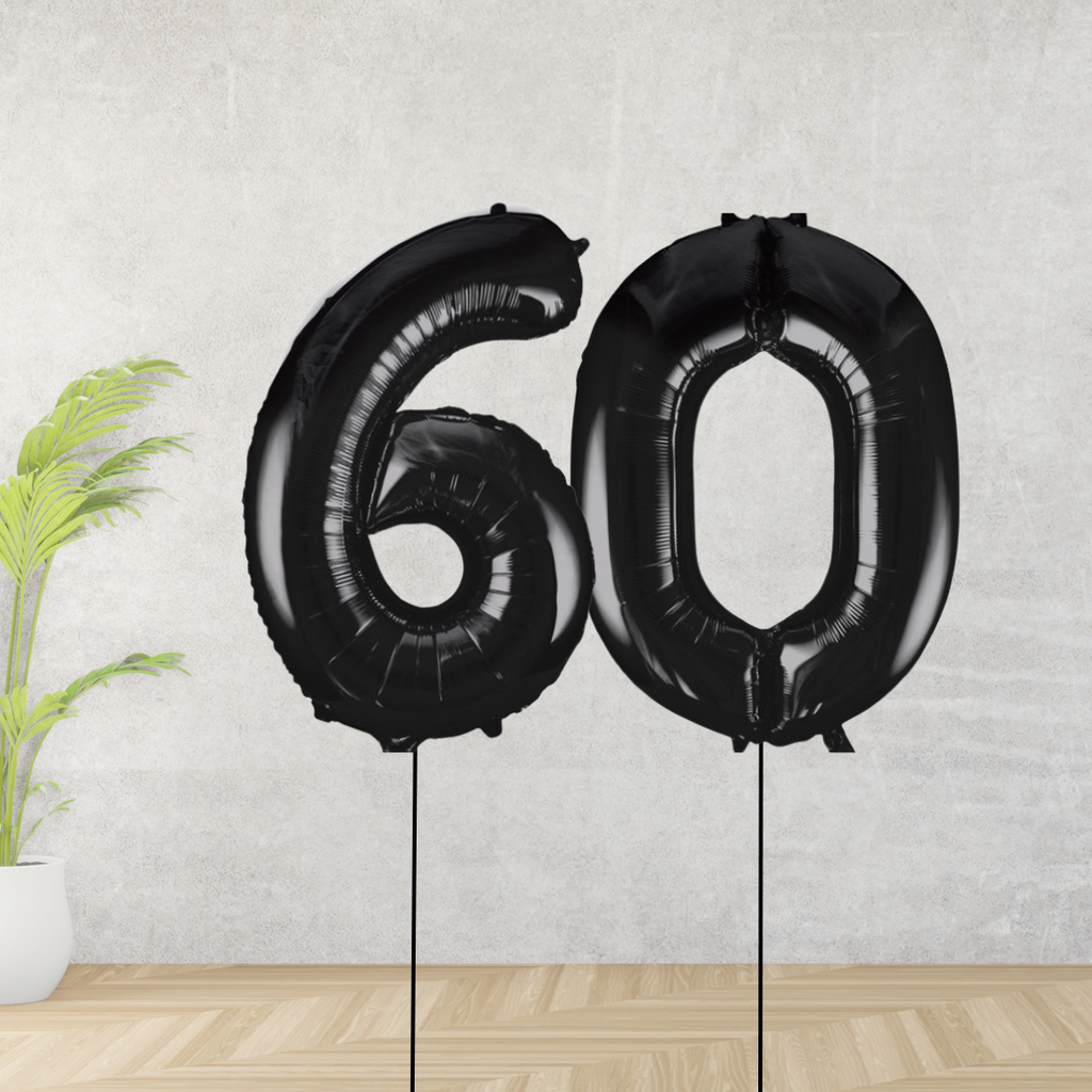Black Age 60 Number Balloons