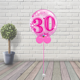 Age 30 Pink Starburst Sparkle Bubble Balloon