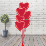 Balloon Foil Heart Cluster Red (6 hearts)
