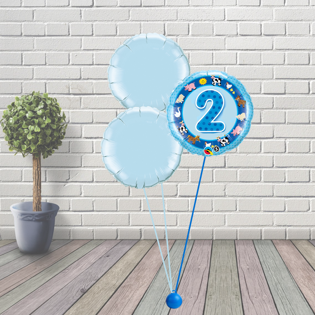 2nd Birthday Blue Balloon Cluster