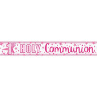 9ft 1st Holy Communion Pink Foil Banner
