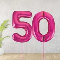Pink Age 50 Number Balloons
