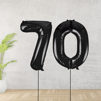 Black Age 70 Number Balloons