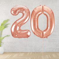 Large Rose Gold Age 20 Number Balloons