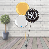 80th Black & Gold Balloon Cluster