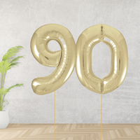 Gold Age 90 Number Balloons