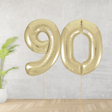 Gold Age 90 Number Balloons