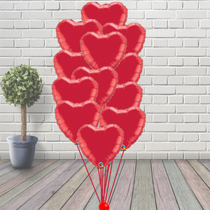 Balloon Foil Heart Cluster Red (12 Hearts)