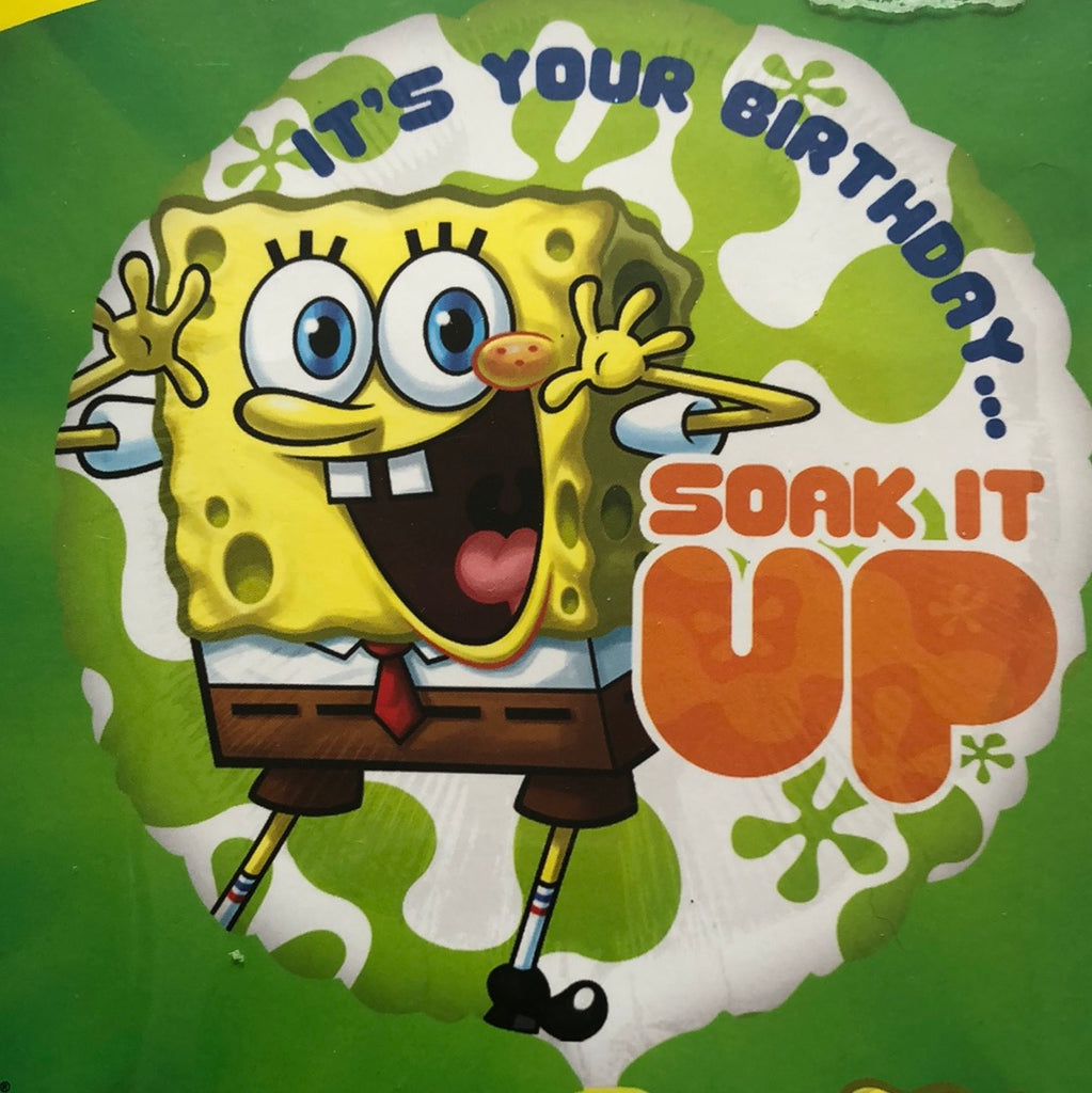 18" Sponge Bob Square Pants Soak It Up Foil Balloon