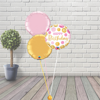 Birthday Pink & Gold Dots Balloon Cluster