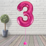 Large Pink Number 3 Balloon