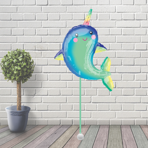 39" Happy Narwhal Supershape Foil Balloon