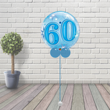 Age 60 Blue Starburst Sparkle Bubble Balloon
