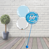 60th Birthday Blue Balloon Cluster