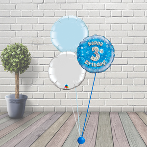 3rd Birthday Blue Balloon Cluster
