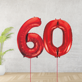 Red Age 60 Number Balloons