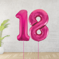 Large Pink Age 18 Number Balloons