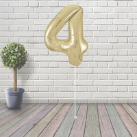 Large White Gold Number 4 Balloon